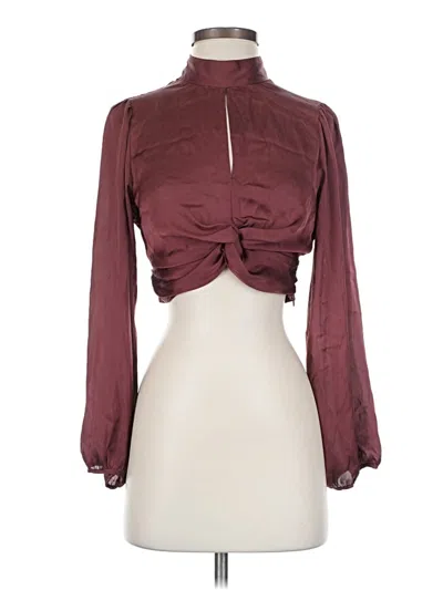 Pre-owned Zara Long Sleeve Blouse In Burgundy