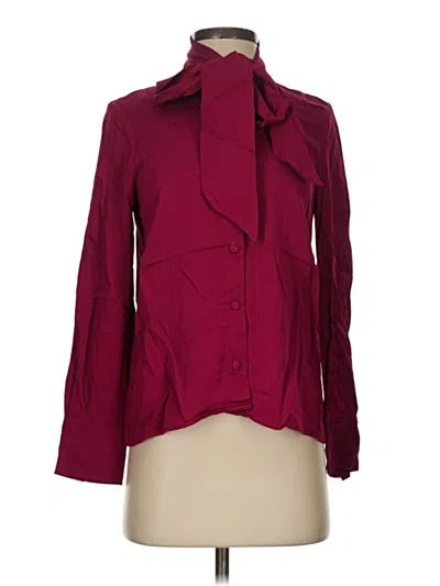 Pre-owned Zara Long Sleeve Blouse In Burgundy