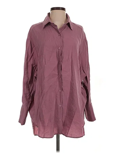Pre-owned Zara Long Sleeve Blouse In Burgundy