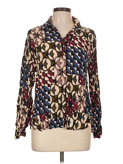 Pre-owned Zara Long Sleeve Blouse In Burgundy