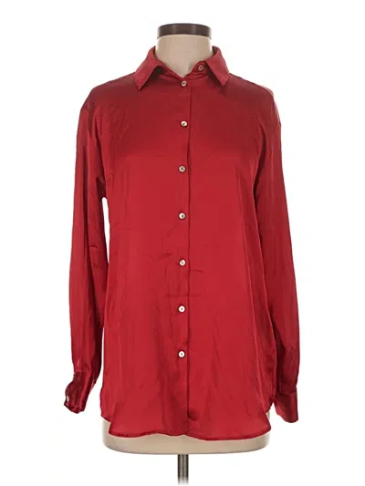Pre-owned Zara Long Sleeve Blouse In Burgundy