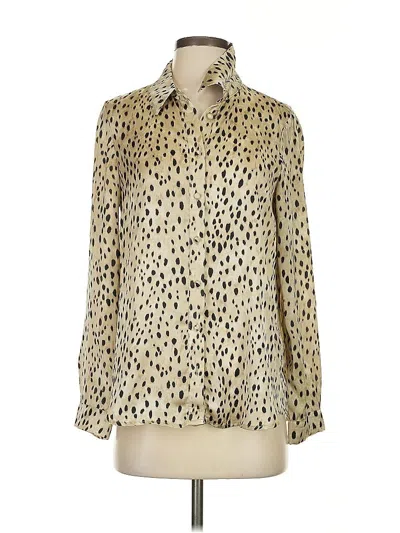 Pre-owned Zara Long Sleeve Blouse In Gold