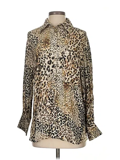 Pre-owned Zara Long Sleeve Blouse In Gold