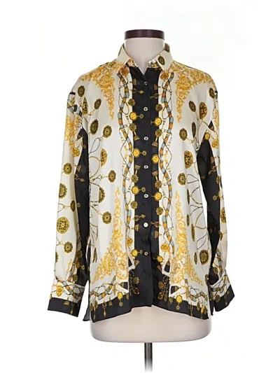 Pre-owned Zara Long Sleeve Blouse In Gold