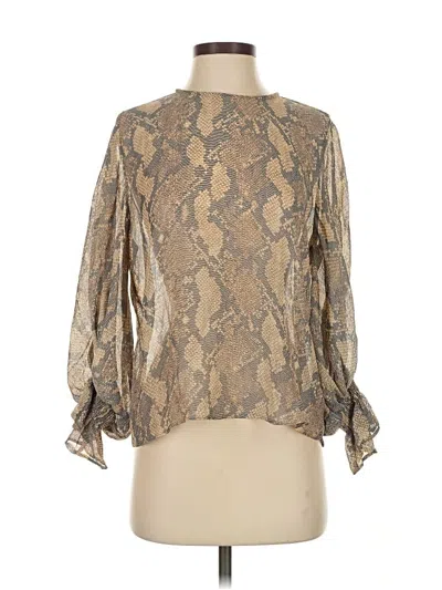 Pre-owned Zara Long Sleeve Blouse In Gold
