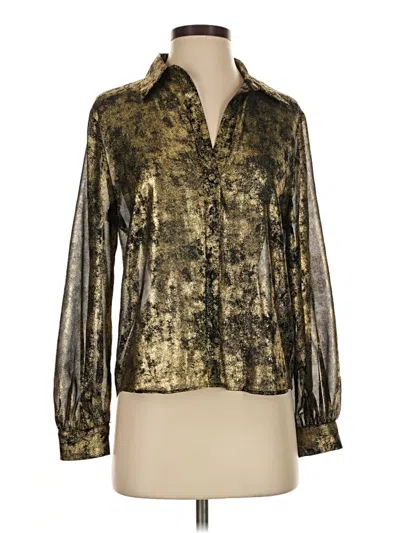 Pre-owned Zara Long Sleeve Blouse In Gold