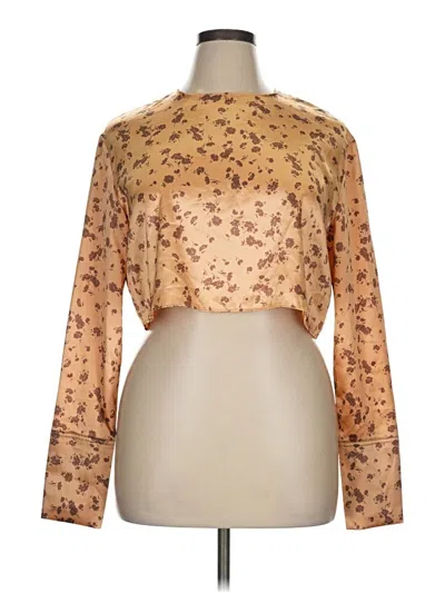 Pre-owned Zara Long Sleeve Blouse In Gold