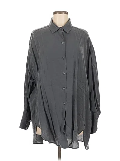 Pre-owned Zara Long Sleeve Blouse In Gray