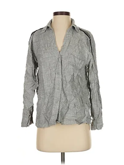 Pre-owned Zara Long Sleeve Blouse In Gray
