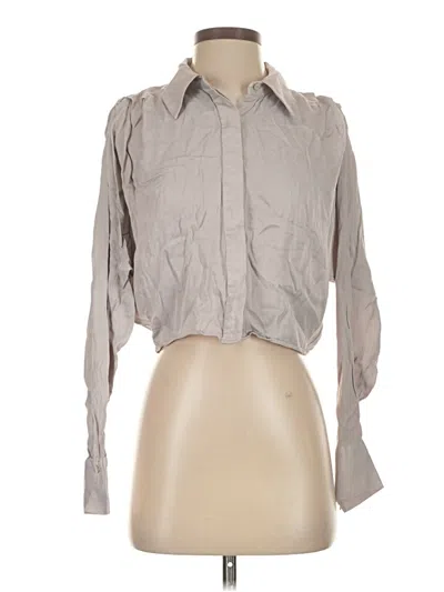 Pre-owned Zara Long Sleeve Blouse In Gray