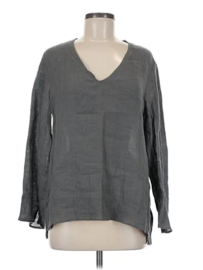 Pre-owned Zara Long Sleeve Blouse In Gray