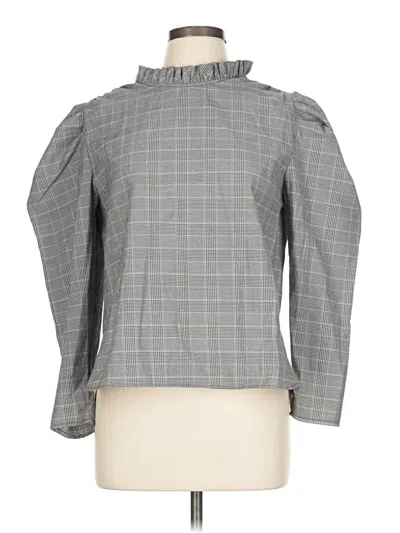 Pre-owned Zara Long Sleeve Blouse In Gray