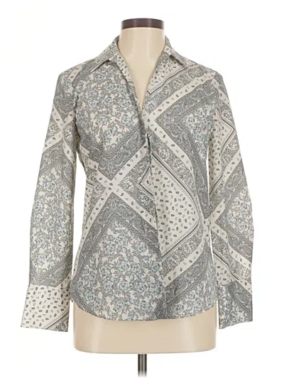 Pre-owned Zara Long Sleeve Blouse In Gray