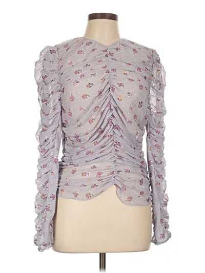 Pre-owned Zara Long Sleeve Blouse In Gray