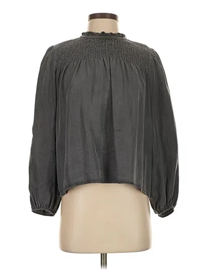 Pre-owned Zara Long Sleeve Blouse In Gray