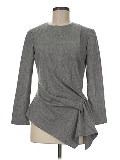 Pre-owned Zara Long Sleeve Blouse In Gray