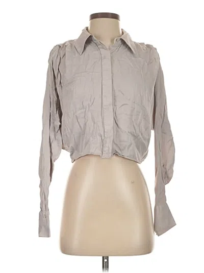Pre-owned Zara Long Sleeve Blouse In Gray