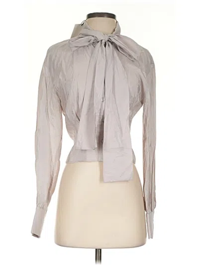 Pre-owned Zara Long Sleeve Blouse In Gray
