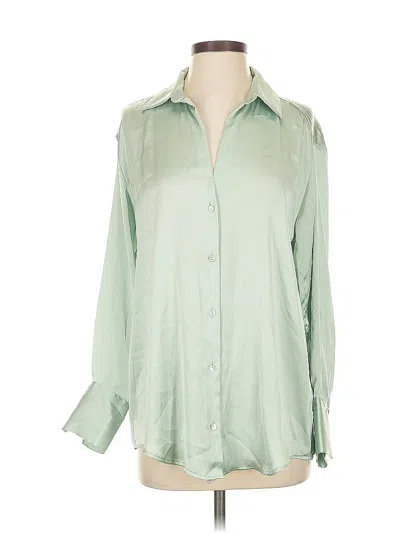 Pre-owned Zara Long Sleeve Blouse In Green