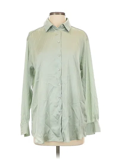 Pre-owned Zara Long Sleeve Blouse In Green