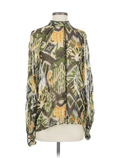 Pre-owned Zara Long Sleeve Blouse In Green