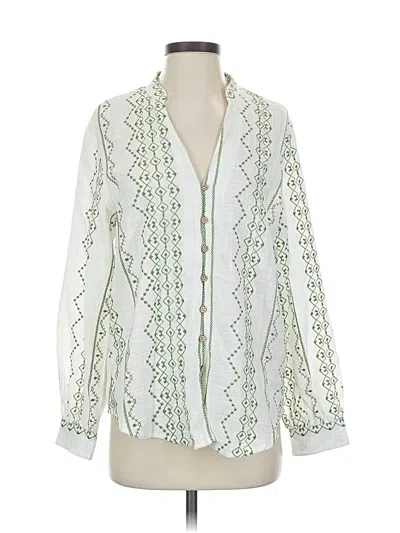 Pre-owned Zara Long Sleeve Blouse In Green
