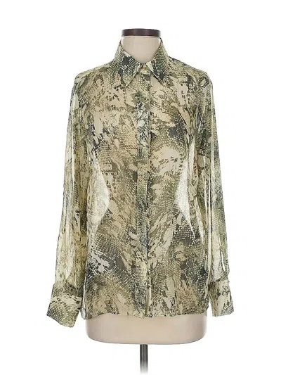 Pre-owned Zara Long Sleeve Blouse In Green