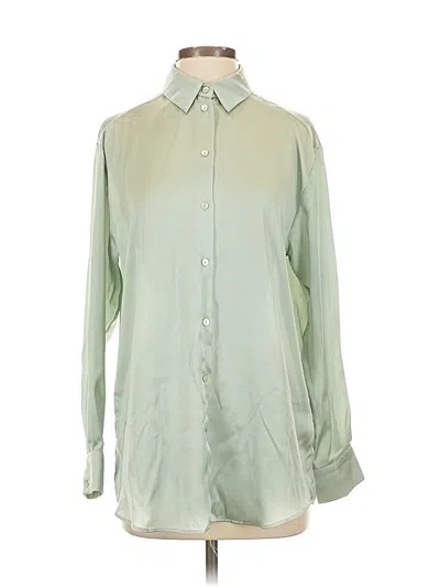 Pre-owned Zara Long Sleeve Blouse In Green