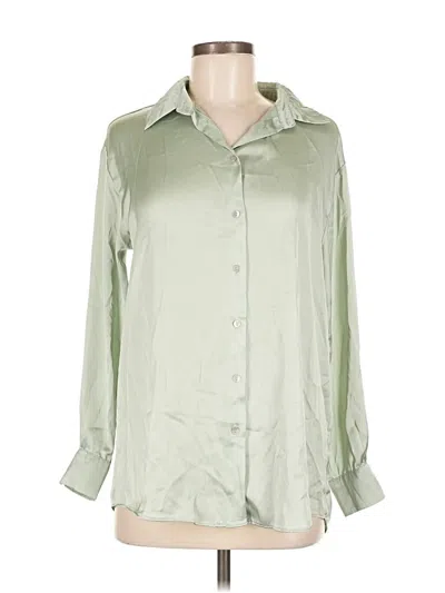 Pre-owned Zara Long Sleeve Blouse In Green