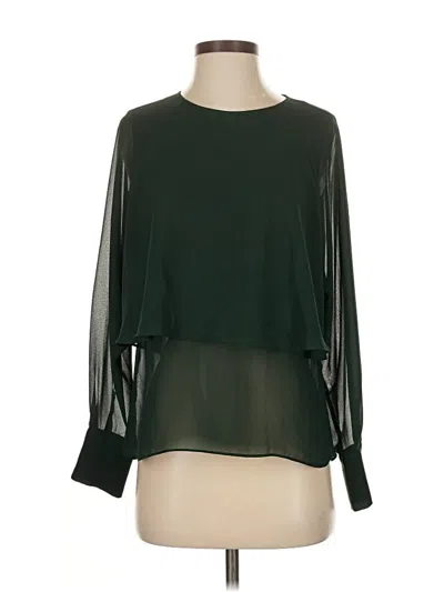 Pre-owned Zara Long Sleeve Blouse In Green