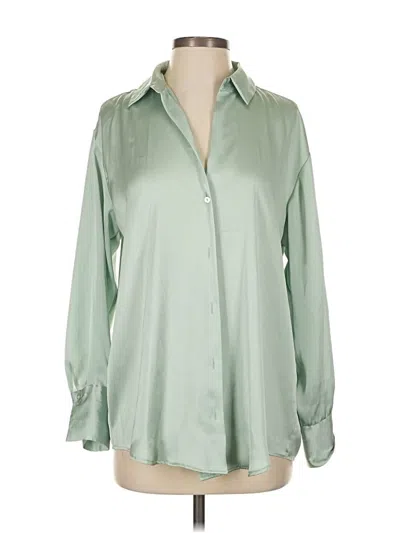 Pre-owned Zara Long Sleeve Blouse In Green