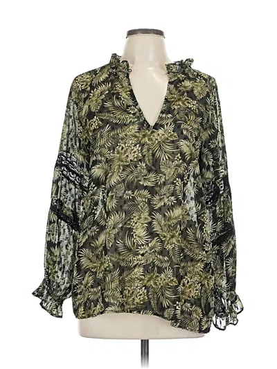 Pre-owned Zara Long Sleeve Blouse In Green