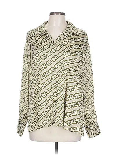Pre-owned Zara Long Sleeve Blouse In Green
