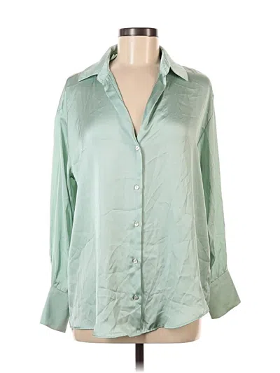 Pre-owned Zara Long Sleeve Blouse In Green