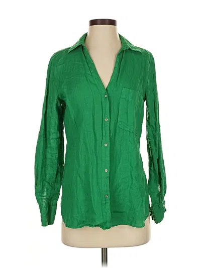 Pre-owned Zara Long Sleeve Blouse In Green
