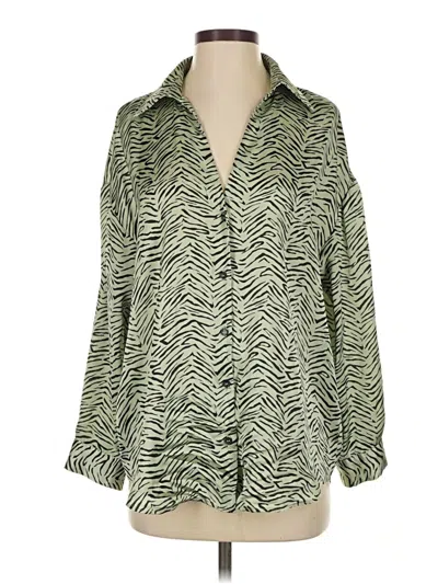 Pre-owned Zara Long Sleeve Blouse In Green