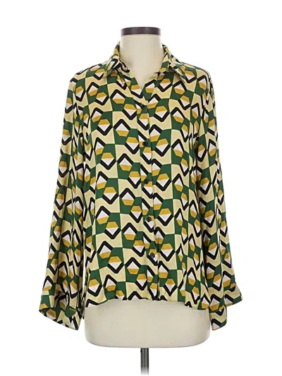 Pre-owned Zara Long Sleeve Blouse In Green