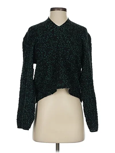 Pre-owned Zara Long Sleeve Blouse In Green