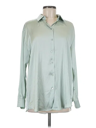 Pre-owned Zara Long Sleeve Blouse In Green