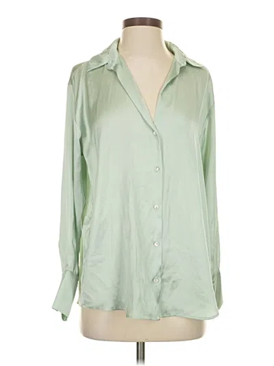 Pre-owned Zara Long Sleeve Blouse In Green