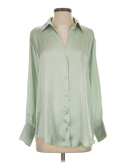 Pre-owned Zara Long Sleeve Blouse In Green