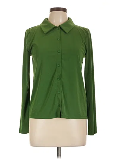 Pre-owned Zara Long Sleeve Blouse In Green
