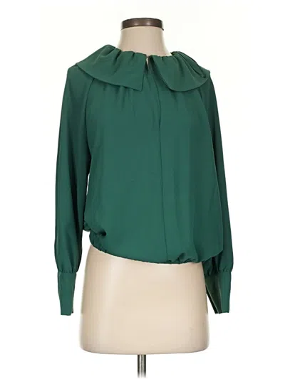 Pre-owned Zara Long Sleeve Blouse In Green