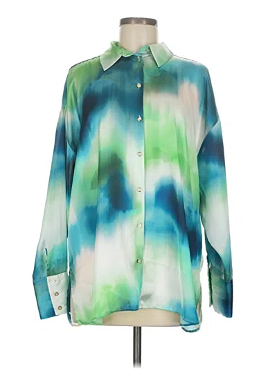 Pre-owned Zara Long Sleeve Blouse In Green