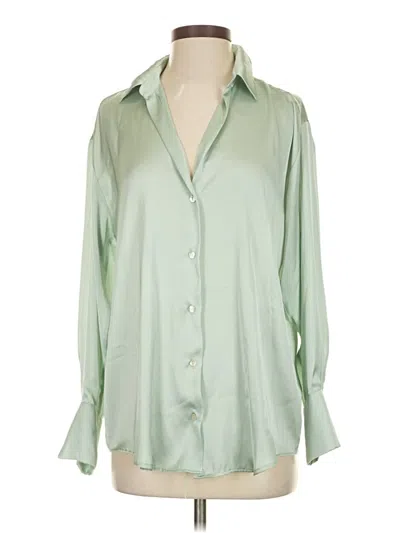Pre-owned Zara Long Sleeve Blouse In Green