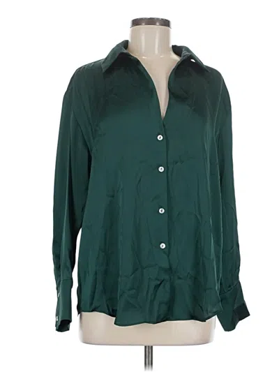Pre-owned Zara Long Sleeve Blouse In Green