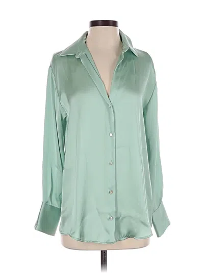 Pre-owned Zara Long Sleeve Blouse In Green