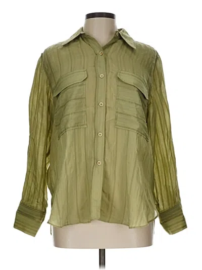Pre-owned Zara Long Sleeve Blouse In Green