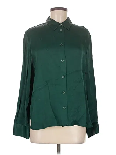 Pre-owned Zara Long Sleeve Blouse In Green