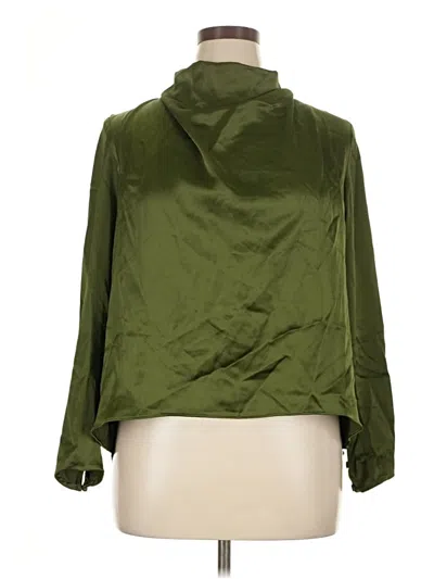 Pre-owned Zara Long Sleeve Blouse In Green